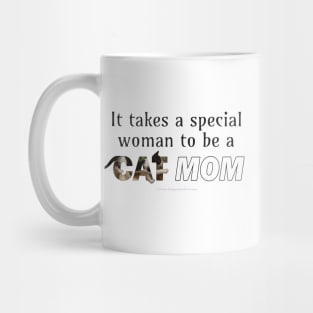 It takes a special woman to be a cat mom - black and white cat oil painting word art Mug